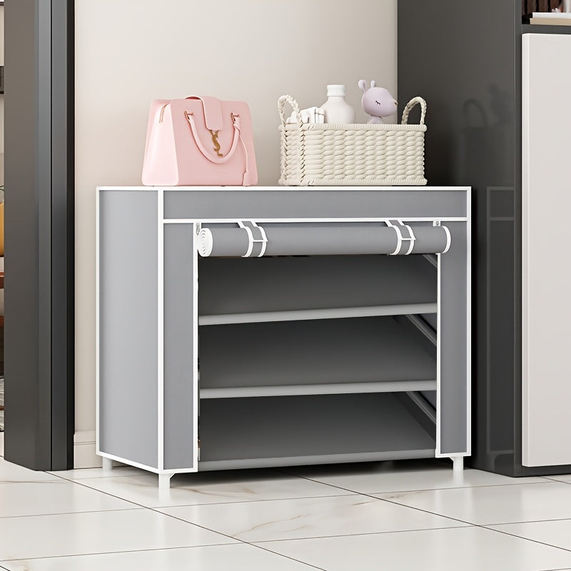 1pc Large Capacity Metal Shoe Rack with Dustproof Cover - Multi-Tier Storage Organizer for Home, Office, Garage | Space-Saving, Easy Assembly, Industrial Strength Iron Construction, Shoe Storage Organizer