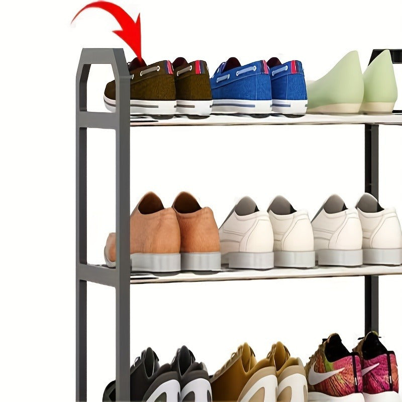 1pc Space-Saving 4-Tier Shoe Rack, Durable Metal & Plastic, Dustproof, Multi-Functional for Entryway, Bedroom, Living Room - Compact, Easy Assembly, Shoe Storage Solution|Modern Shoe Rack|Compact Shoe Rack